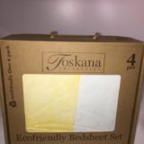 SET DE SABANAS QUEEN TOSKANA 4 PIEZAS ECOFRIENDLY AMARILLO-BLANCO