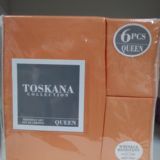 SET DE SABANAS QUEEN TOSKANA 6 PIEZAS NARANJA