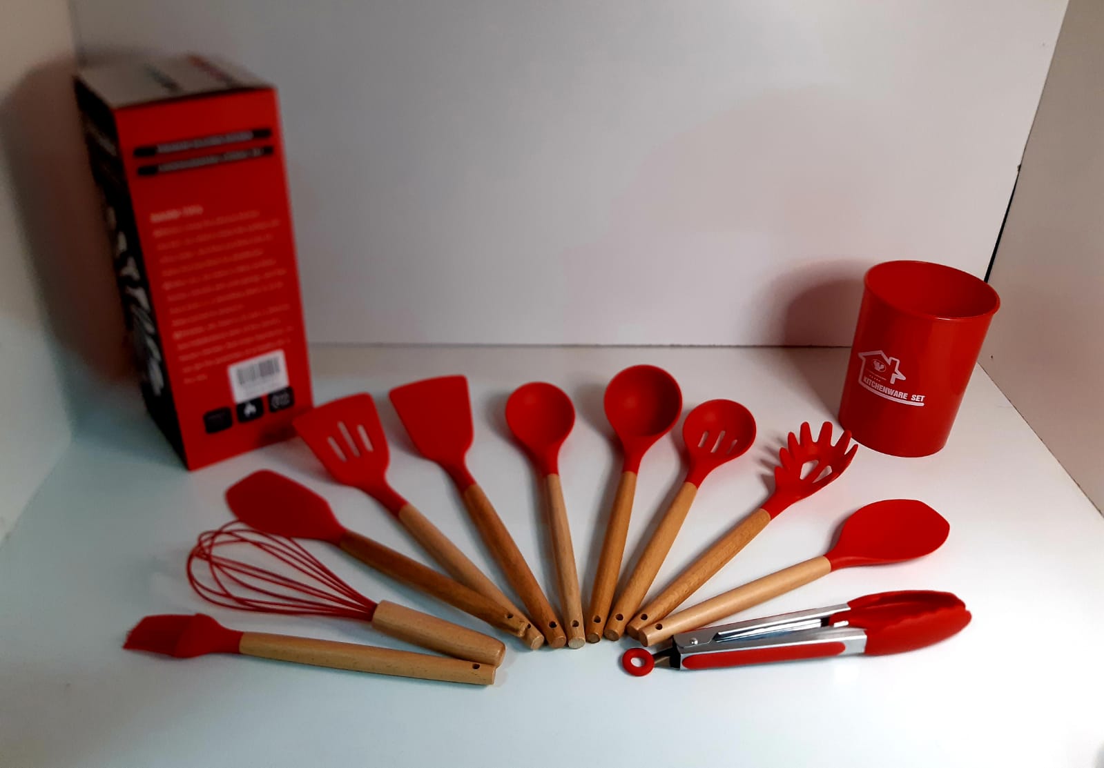 5 utensilios de silicona rojos ENZA UTE02