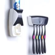 Dispensador De Pasta Dental + Porta Cepillos ( Negro)