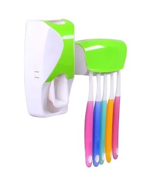Dispensador De Pasta Dental + Porta Cepillos ( Verde)