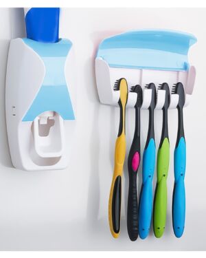 Dispensador De Pasta Dental + Porta Cepillos (celeste)